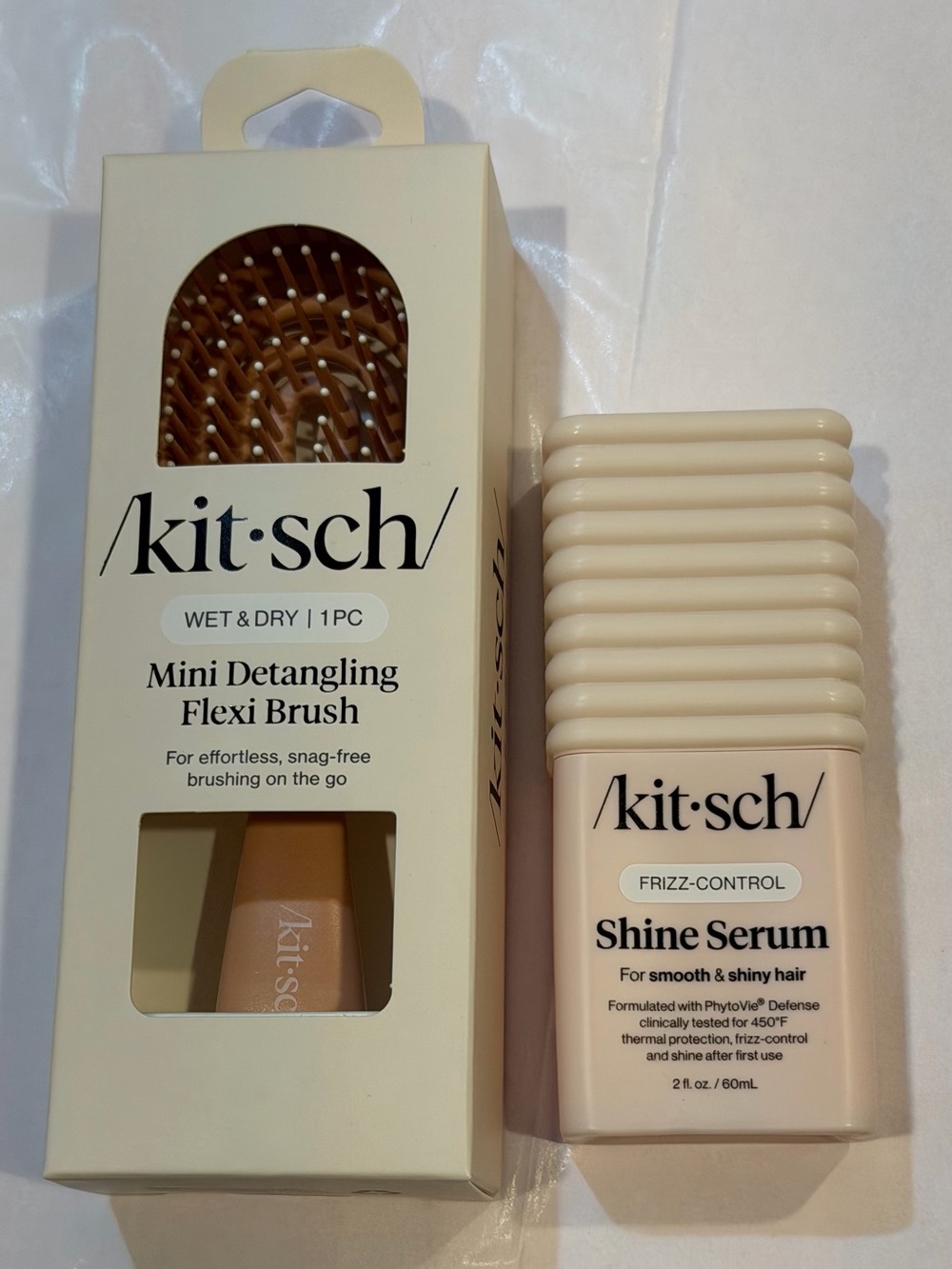 KitSch Mini Detangling Flexi Brush & Shine Serum Set